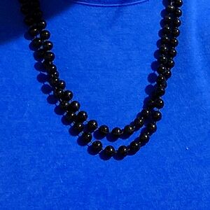 Black long beaded necklace